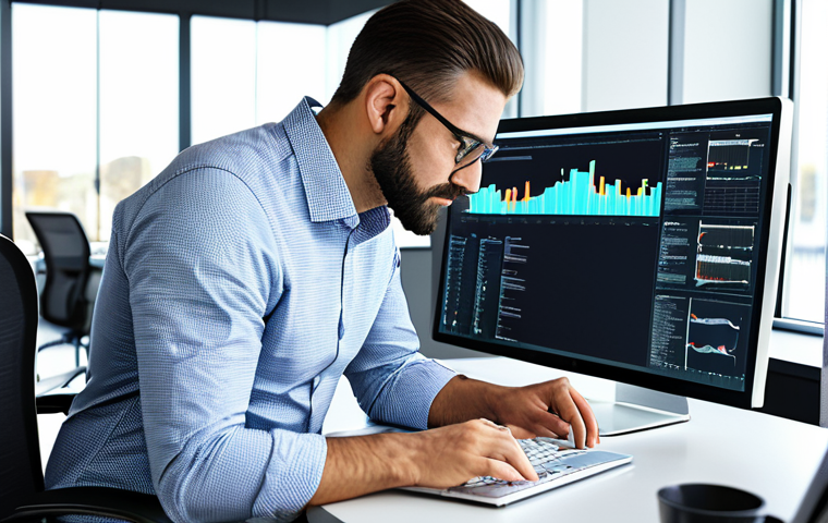 "A professional data scientist, fully clothed in business casual attire, working on a computer in a modern office, analyzing data visualizations, appropriate content, safe for work, perfect anatomy, natural proportions, professional"