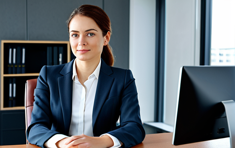 **Prompt:** A professional businesswoman in a modest business suit, sitting at a desk in a modern office, fully clothed, appropriate attire, safe for work, perfect anatomy, natural proportions, professional photography, high quality.