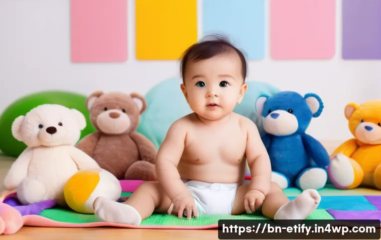 전이 학습에서의 교차 검증 기법 활용 - **Prompt:** "A cute baby wearing a diaper, sitting on a colorful playmat surrounded by soft toys, bi...